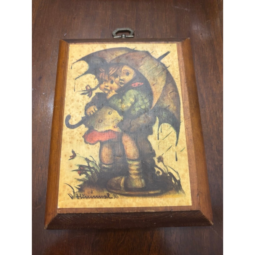 Vintage Hummel wooden wall plaque